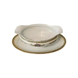 Noritake Floral Gravy Bowl With Attached Plate- Vintage - Picture 1 of 8