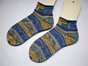 Sneaker Socken Größe 41/42 Patchwork gestrickt handgestrickt - Bild 1 von 2
