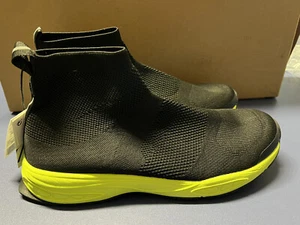 NUOVE ZARA SNEAKERS ALTE IN TESSUTO LAVORATO A MAGLIA nero verde neon 2111/920 taglia 10 - Foto 1 di 3