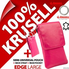 Krusell Edge GENUINE LEATHER Mobile Phone Pouch Slim Case Cover + Clip + Lanyard