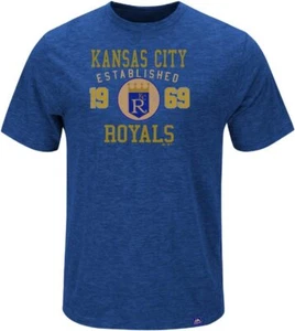 Majestic Men's Kansas City Royals Cooperstown Hyper Slub T-shirt, Blue, Medium - Picture 1 of 8