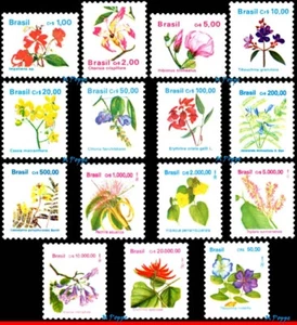 2259-2273 BRAZIL 1989 1990 1991 1992 1993 - FLOWERS, FLORA, SV$9.30, ALL MNH - Picture 1 of 3