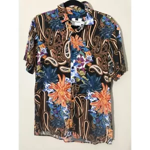 Topman Floral Paisley Print Button Up Short Sleeve Shirt - M - Picture 1 of 4