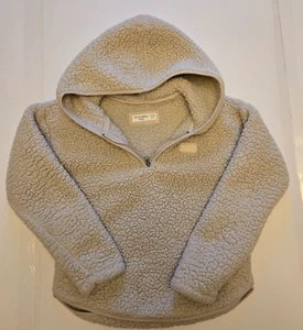 Abercrombie Kinder weiche Größe 11/12 beige viertelgroßer Reißverschluss Hoodie Pullover 2 Taschen - Bild 1 von 9