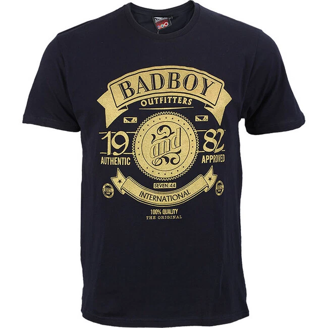 Camiseta Bad Boy Auténtica - Ropa de Lucha MMA - Azul Marino y Dorado - Talla Mediana - NUEVA Foto 1 de 1