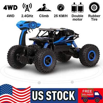 RC Truck 4WD Off-Road Buggy 2.4G Crawler Kids Toy Remote Control Car Monster USA - Image 1 of 4