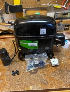 New, Unused Secop 2374 BTU Reciprocating Compressor R-404A/R507, 1/2 HP (115V) - Picture 1 of 6
