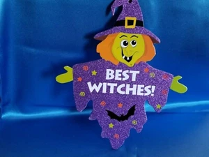 Glitter Halloween Witch - Best Witches Plaque For Wall Or Door Hanging - Picture 1 of 7