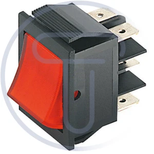 Deviatore bipolare a bilanciere DPDT ON-ON con tasto rosso e con terminali fasto - Picture 1 of 2