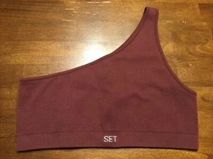 Junior’s Set Active Cropped One-Strap Tank Top Size S Maroon - Picture 1 of 2