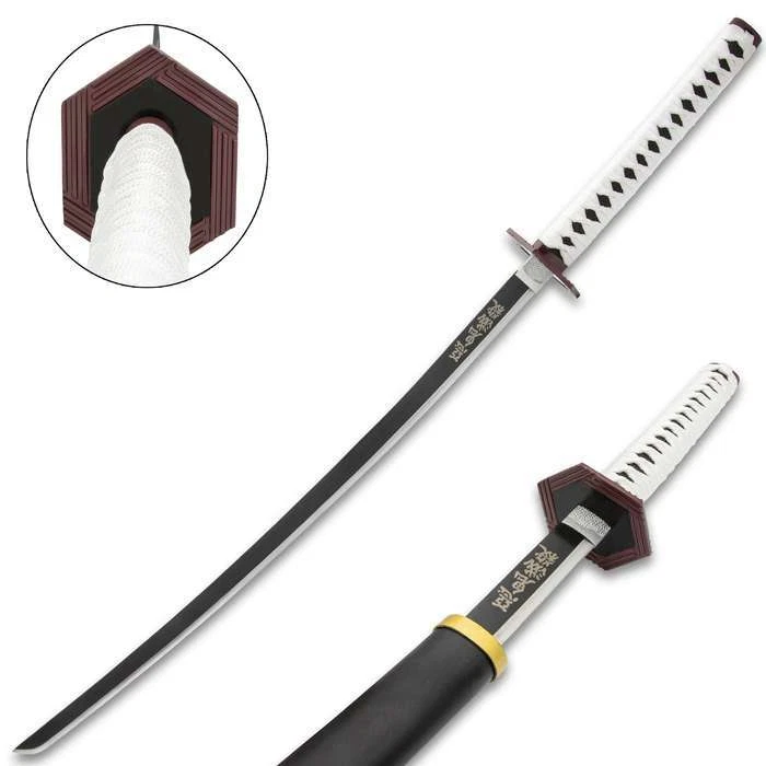 Giyu Tomioka Espada Cazadora de Demonios Katana Hoja de Acero al Carbono Anime Juegos con disfraces Real Foto 1 de 4