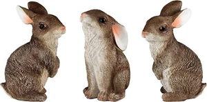 3pcs Baby Bunny Rabbit Outdoor Garden Statue Figurine Yard Patio Lawn Decoration - Picture 1 of 4