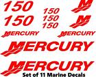 (11pc) Set of 150 Hp Mercury outboard cowling decal set custom color choices - AU $ 27.22