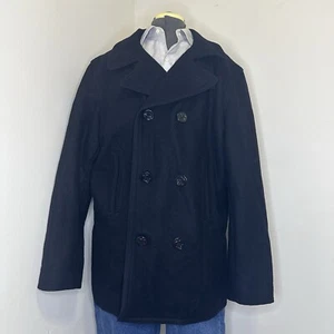 Old Navy Mens Tweed Coat XL 49" Black Overcoat Jacket Blazer Wool - Picture 1 of 9