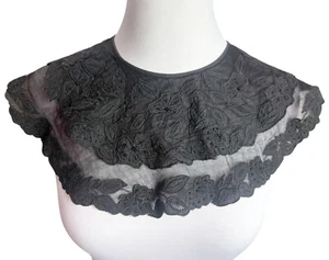 Vtg 80s Thalhimers Dept Store Womens Black Embroidered Beaded Detachable Collar - Picture 1 of 11
