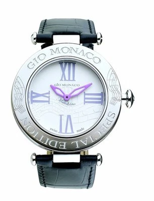 Reloj DIAMANTES de cuero musical esfera blanca mandolino 781A-F Gio Monaco para mujer Foto 1 de 4