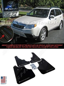 Rally Armor UR Black Mud Flaps w/ Silver Logo for 2009-2013 Subaru Forester - Picture 1 of 3