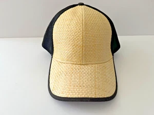 Black Micro Mesh And Straw Adjustable Unisex Cap Hat Brand New - Picture 1 of 7