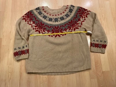 Suéter DE COLECCIÓN Eddie Bauer Mujer Grande Beige Fair Isle Mezcla de Lana Foto 1 de 4