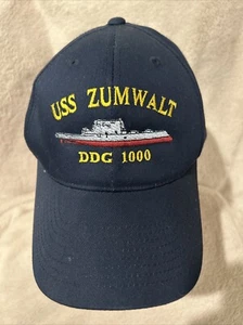 USS Zumwalt Hat Blue OTTO CAP DDG 1000 Ship Cotton Strapback One Size Patriotic - Picture 1 of 3