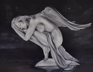 ORIGINAL DAVID GARVEY "Lord's Prayer" Angel SCULPTURE Yves Pires OIL PAINTING - Picture 1 of 1