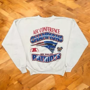 Vintage 1996 New England Patriots AFC Conference Champions Crewneck Fits M - Picture 1 of 6
