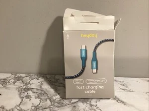 6' USB-C to USB-C Braided Cable - heyday Ocean Teal/Navy - Picture 1 of 2