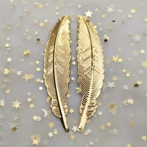 Pair of elegant feather metal bookmarks, thin and stunning, ideal gift idea. - Foto 1 di 2