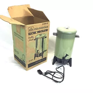 Percolador eléctrico vintage Mirro aluminio colormode aguacate 22 tazas con pico IOB - Imagen 1 de 12