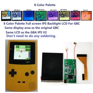 Full Size 8 Colorful iPS Backlight LCD Kit For Game Boy Color GBC Console - Picture 1 of 10