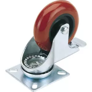 Draper Swivel Plate Fixing Polyurethane Wheeled Castor and Brake 75mm - Picture 1 of 1