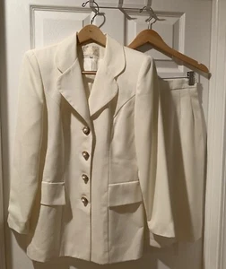 Ivana Skirt Suit Womans Sz 6 Ivory Cream Gold Vtg Career Barbiecore Classiccore - Picture 1 of 17