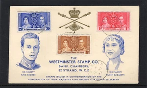 St Kitts-Nevis 1937 Coronation set on Illustrated First Day Cover - Picture 1 of 1