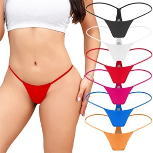 6 Pack Womens Micro G-string Thong Panties Seamless Low Waist Underwear Briefs - Picture 1 of 11