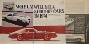 Cars 1974 11p artículo impreso Camaro Z28 transmisión automática Tornado Corvette Cutlass 442 - Imagen 1 de 1