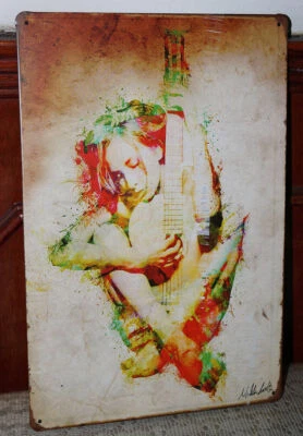 Sexy Guitar Girl Poster Metal Signs Vintage Tin Wall Décor Bar Pub Home Plaque - Image 1 of 4