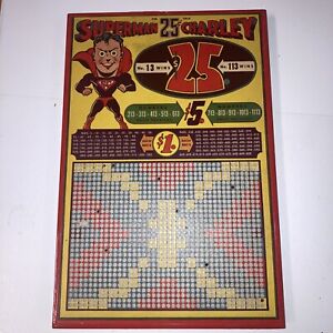 Rare Vintage SUPERMAN CHARLEY Punch Board - Gambling - punch out - Nice