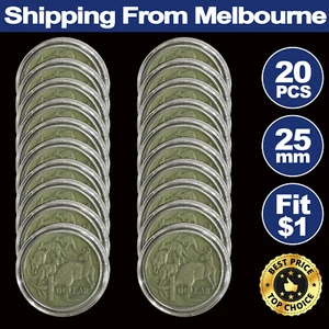 New 20PCS 25mm Acrylic Coin Holder Capsules for Australian $1 One Dollar Coins - Picture 1 of 8