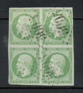 France #13 (Y & T #12) Very Fine - Extra Fine Used Block **With Certificate** - Picture 1 of 2