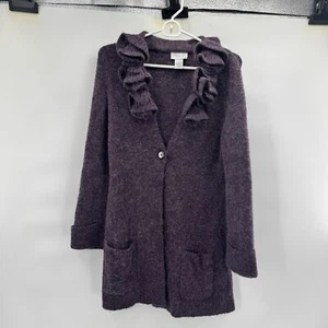 Cárdigan plumero suave entorno púrpura con volantes para mujer talla S - Imagen 1 de 8