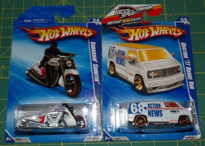 Lot of 2 - 2010 Hot Wheels HW City Works - Custom '77 Dodge Van Scorchin Scooter - Image 1 of 4