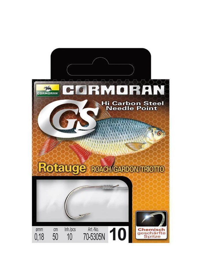 Cormoran Cgs Rotaugenhaken Erl 12 Argento Collegato Ganci 10 Pezzi Leader - Immagine 1 di 1