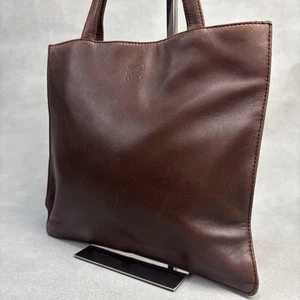 LOEWE Hand Bag Tote Purse Anagram Leather Brown Authentic - Picture 1 of 24