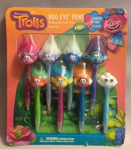 8 Pack Trolls Dreamworks Bug Eyes Pens New! Unopened Squeezable Pop Out Eyes - Picture 1 of 9