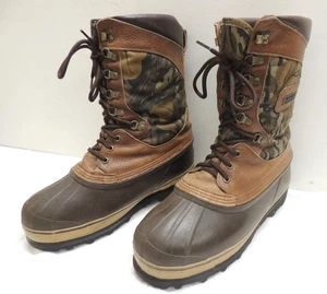 SOREL Canada Brown Leather Camouflage Heavy Insulated Winter Snow BOOTS Men's 9 - Picture 1 of 15