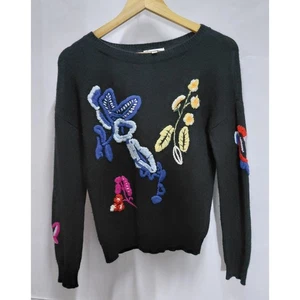 Neiman Marcus 100% Cashmere Embroidered Floral Sweater | Size S - Picture 1 of 7
