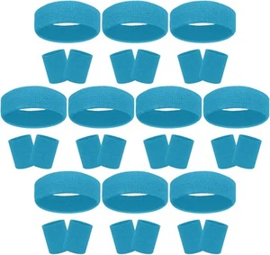 30 Pcs Sweatbands Wristbands Set Absorbent Terry Cloth Medium, Sky Blue - Picture 1 of 7