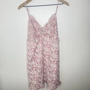 Storia • Pink Floral V-Neck Open Back Ruffle Hem Dress Size Large NWT - Picture 1 of 6