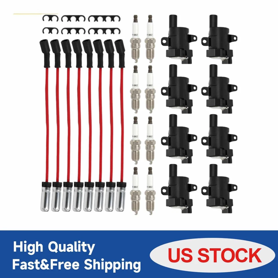 8Pack Ignition Coil+Spark Plug&Wires Set UF262 For Chevy Silverado 1500 2500 GMC Foto 1 de 4