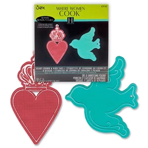 New Sizzix Bigz Heart Crown & Bird Tags w Emboss folder! #659183 Retail $24.99 - Picture 1 of 6